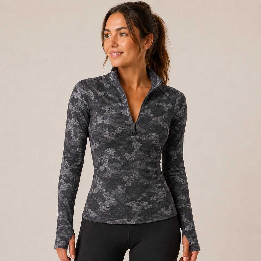lululemon athletica Women's Long Sleeve Half-Zip Pullover in Charcoal Camo